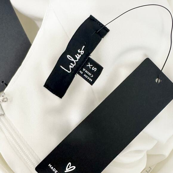 Lulus Superb Aura White Ruffled Drop Waist Mini Dress Bubble Hem Party XS NWT - Picture 8 of 13